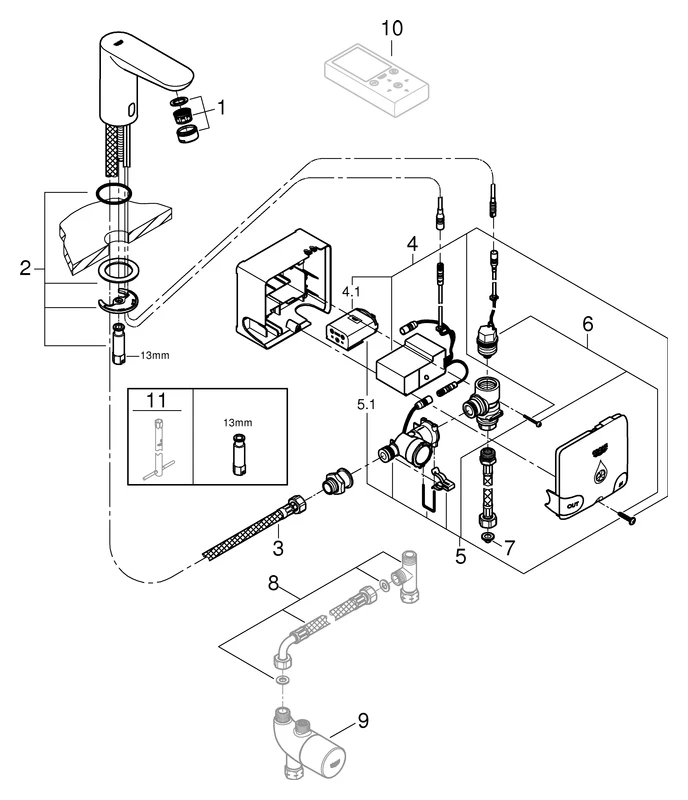 Infrarot-Elektronik für Waschtisch Powerbox Euroeco CE 36384, DN 15, ohne Mischung, chrom