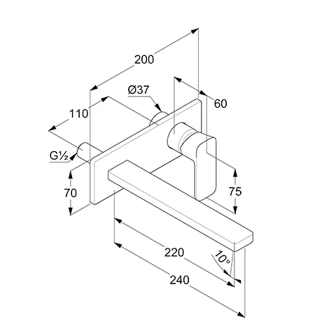 Kludi RENON 2-Loch-Wand-EHM 240 MM Feinbau-Set chrom Kludi RENON 2-Loch-Wand-EHM 240 MM Feinbau-Set chrom