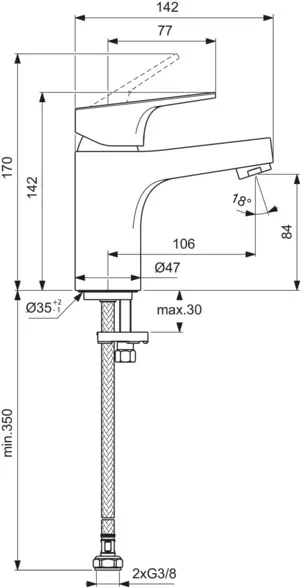 Einhand-Waschtischarmatur „Cerabase“ Ausladung 106 mm