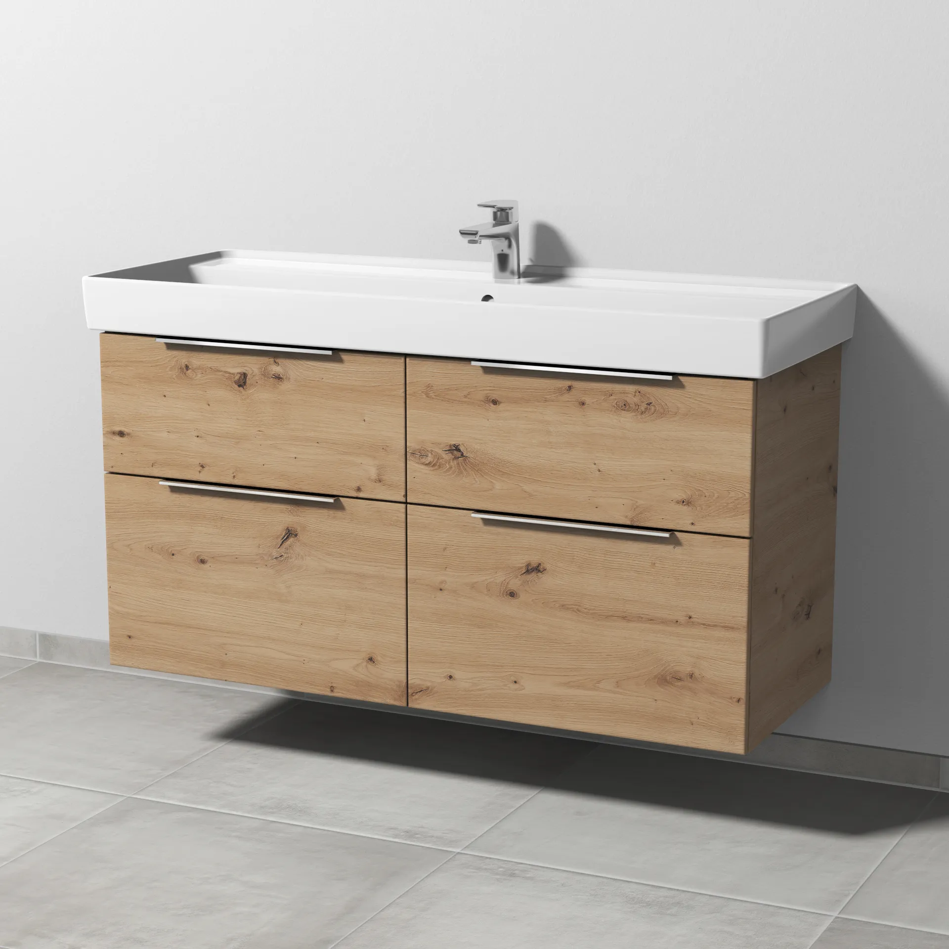 Sanipa Waschtischunterschrank „3way“ passend zu Keramik-Waschtische Collaro von Villeroy &Boch 1150 × 588 × 447 mm in Eiche Natural-Touch