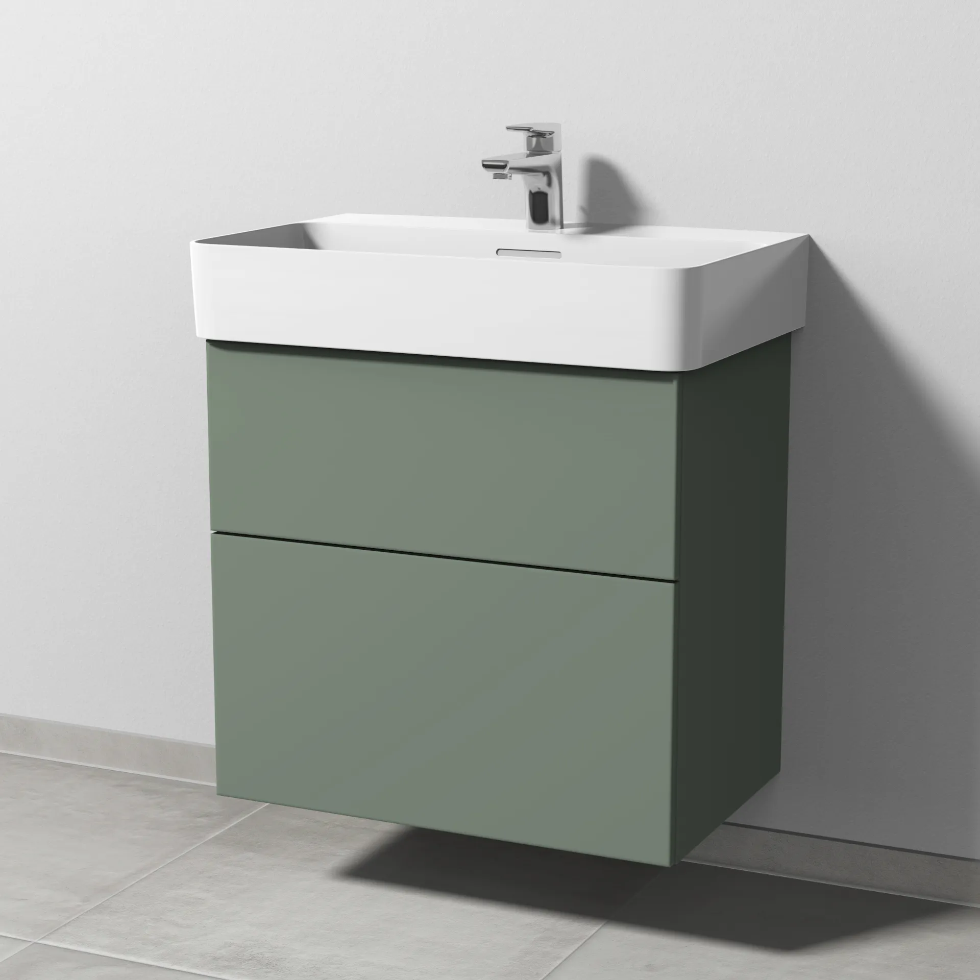 Sanipa Waschtischunterschrank „3way“ passend zu Keramik-Waschtische VAL von Laufen 610 × 588 × 397 mm in Soft-Green