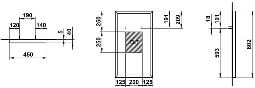Spiegel YVA 450x40x800 rechteck. LED-Bel. Touchschal. Ein/Aus/Dimmer wm Spiegel YVA 450x40x800 rechteck. LED-Bel. Touchschal. Ein/Aus/Dimmer wm