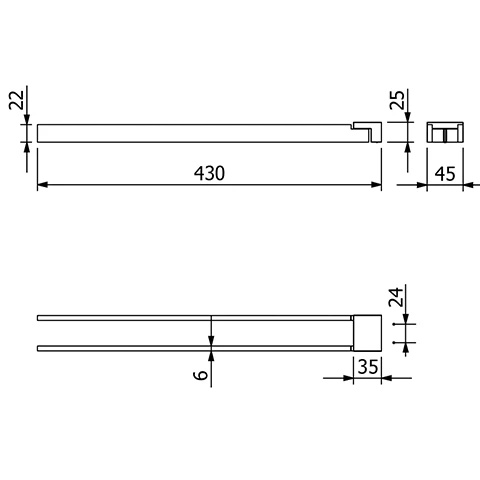 -VELA C Doppel-Handtuchstange Länge = 430MM chrom