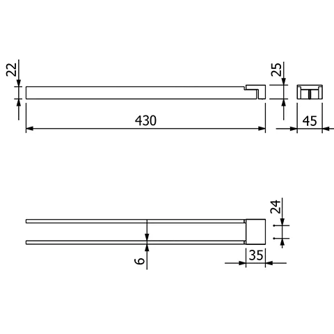 VELA C DoppelHandtuchstange Länge = 430MM chrom VELA C DoppelHandtuchstange Länge = 430MM chrom