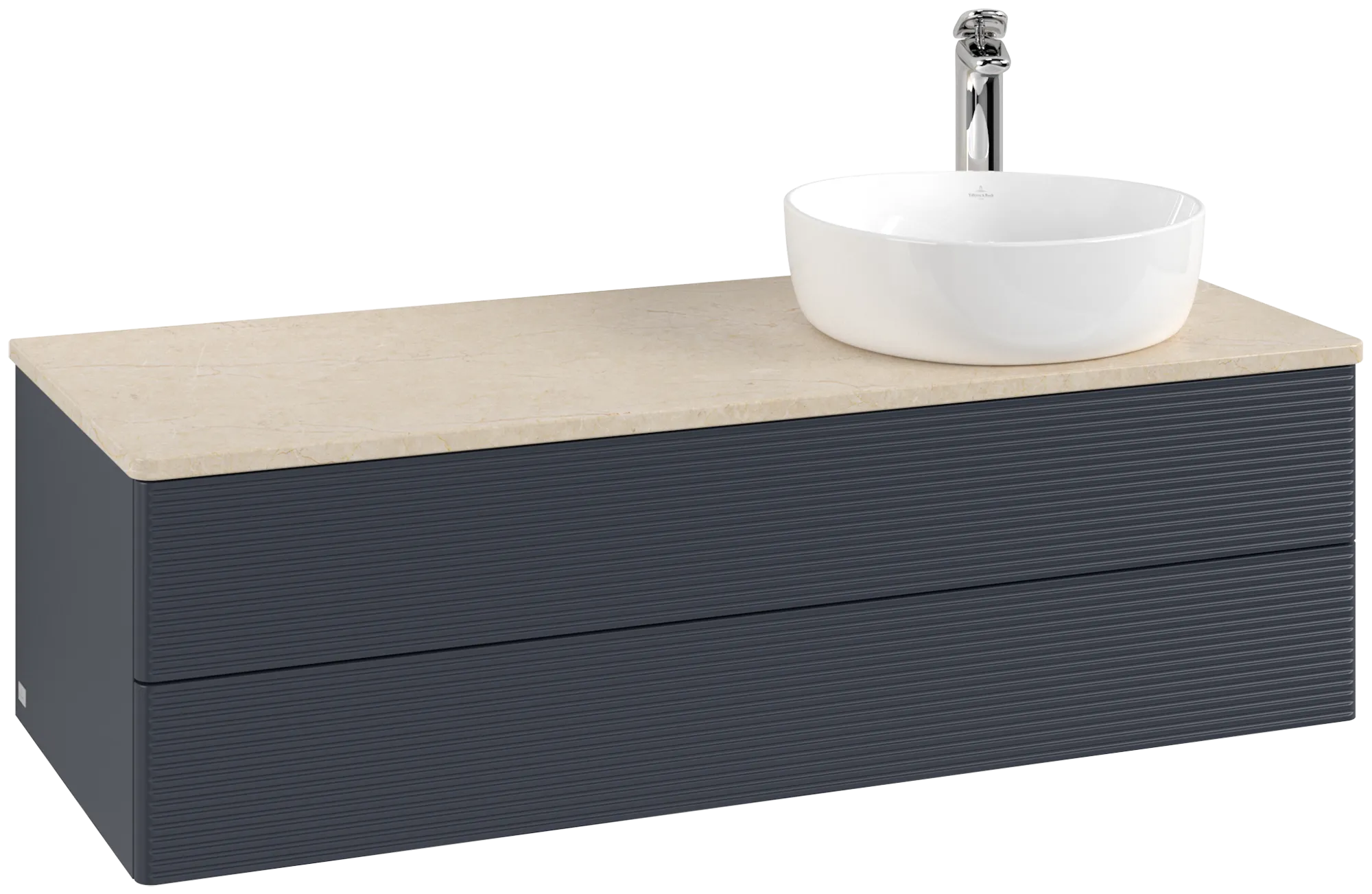 Villeroy & Boch Antao Waschbeckenunterschrank L23_5, 1200x360x500mm, Midnight Blue Matt Lacquer / Botticino