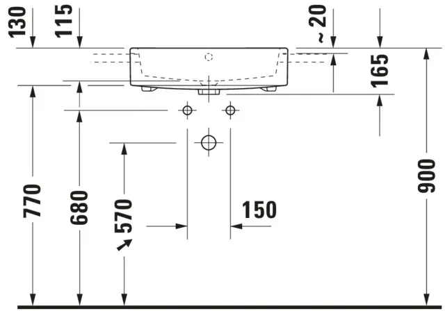 Einbauwaschtisch „Vero Air“, mit Überlauf, Hahnlochposition mittig Einbauwaschtisch „Vero Air“, mit Überlauf, Hahnlochposition mittig
