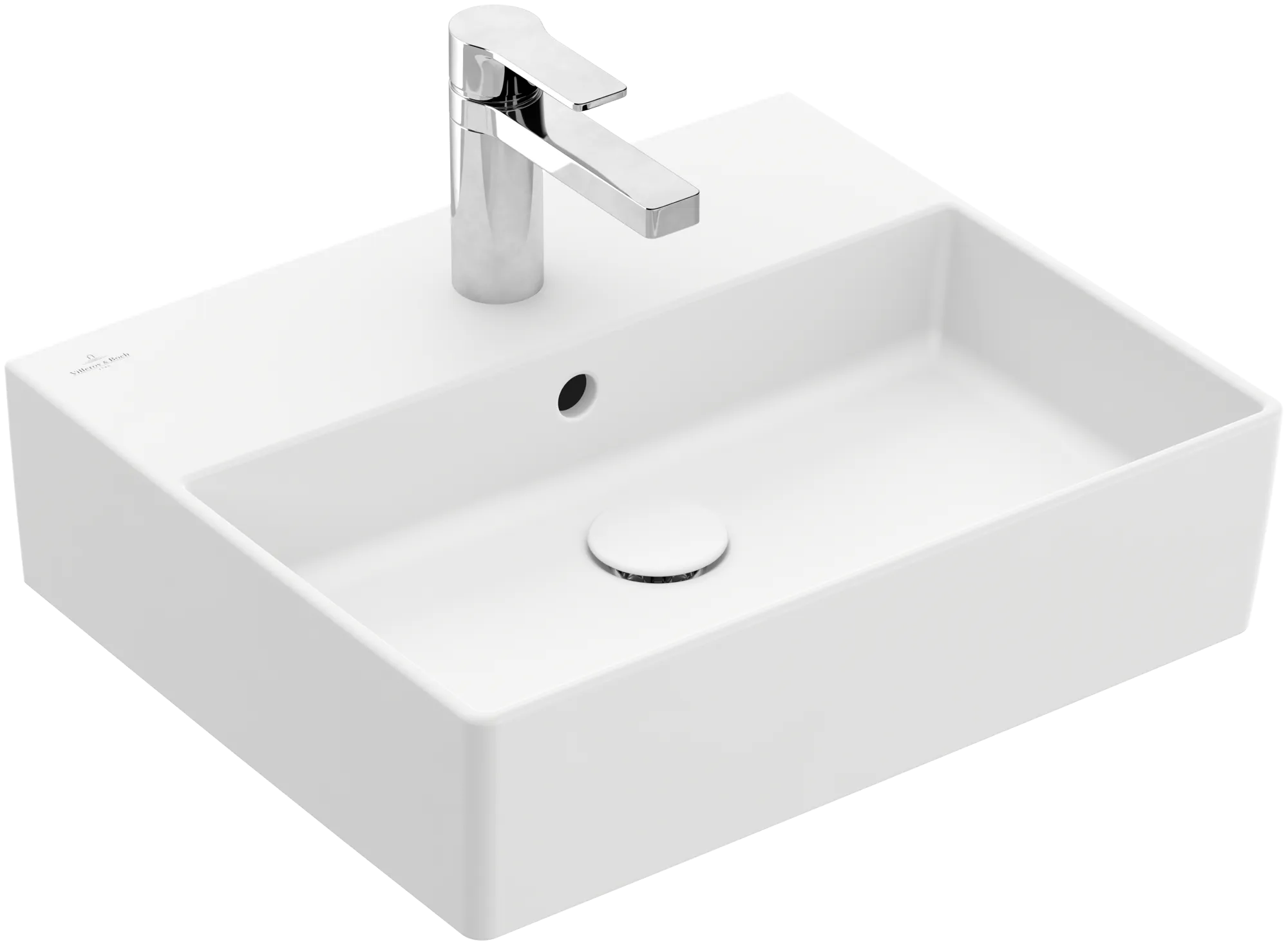 Villeroy & Boch Wandwaschtisch aus TitanCeram „Memento 2.0“ 500 × 420 × 140 mm, mit Hahnlochbohrung, Hahnlochposition mittig in Stone White Villeroy & Boch Wandwaschtisch aus TitanCeram „Memento 2.0“ 500 × 420 × 140 mm, mit Hahnlochbohrung, Hahnlochposition mittig in Stone White