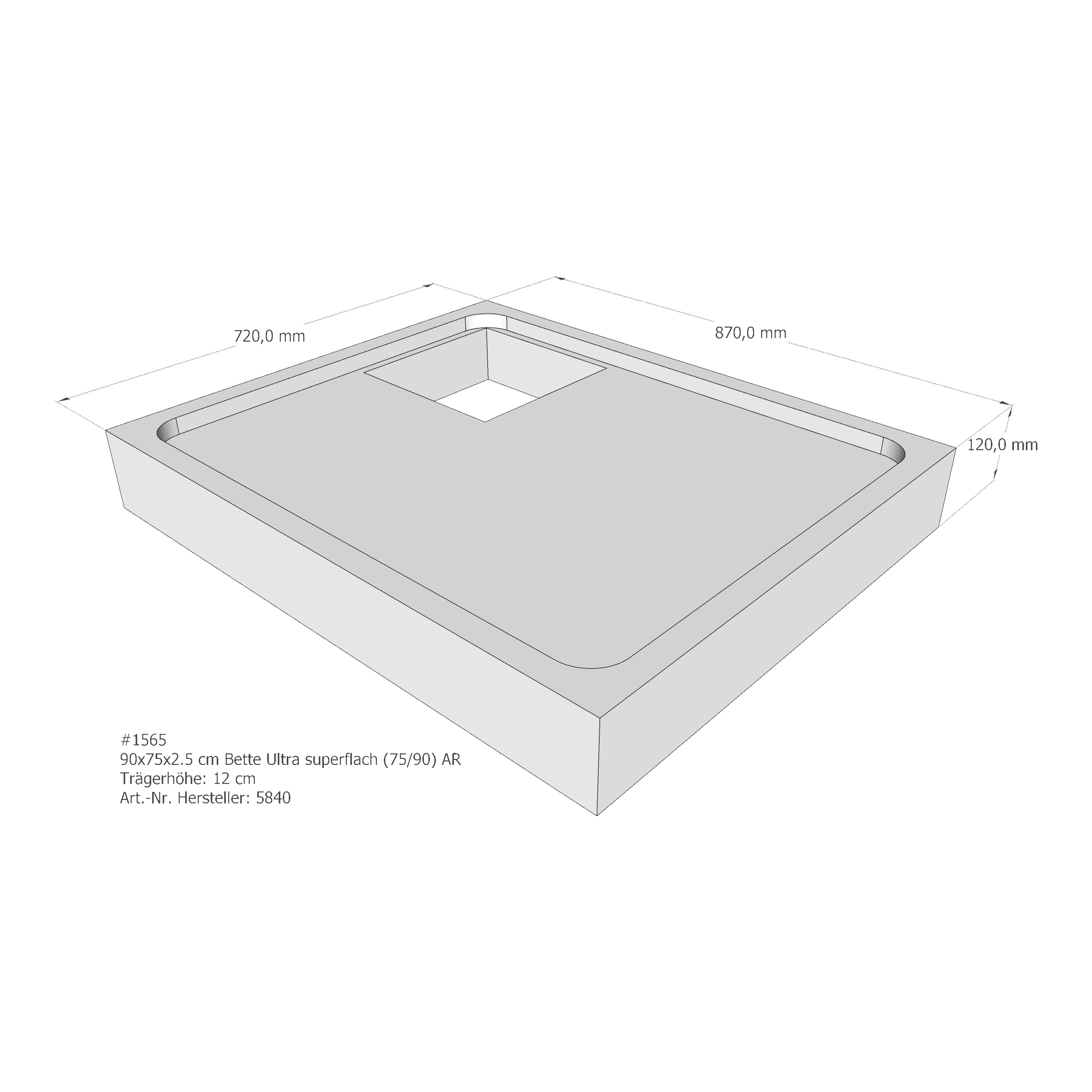 Duschwannenträger für Bette BetteUltra (superflach) 90 × 75 × 2,5 cm