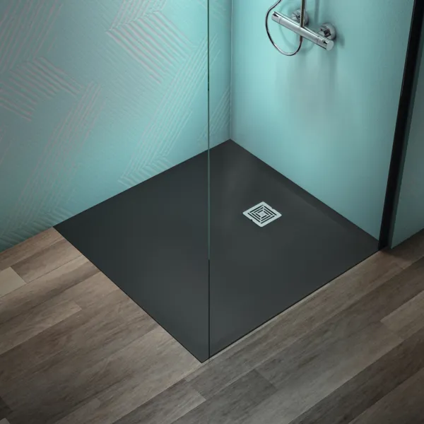 Ideal Standard Quadrat-Brausewanne Ultra Flat S + 1000x1000 mm Schiefer 30 mm Höhe Ablauf 25 cm Mitte/Seite Ideal Standard Quadrat-Brausewanne Ultra Flat S + 1000x1000 mm Schiefer 30 mm Höhe Ablauf 25 cm Mitte/Seite