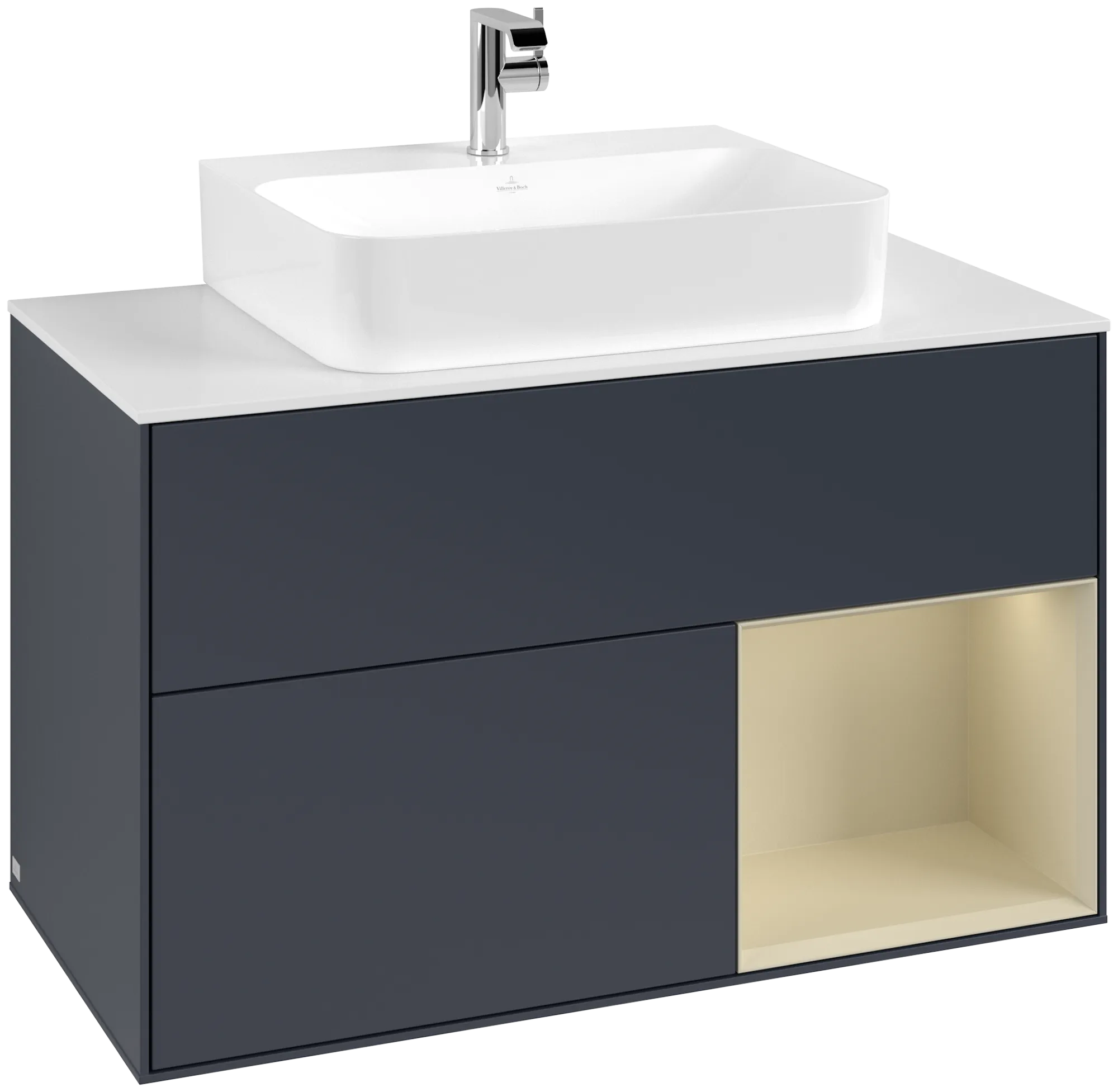 Villeroy & Boch Waschtischunterschrank „Finion“ für Schrankwaschtisch 1000 × 603 × 501 mm Midnight Blue Matt Lacquer, für Becken mittig