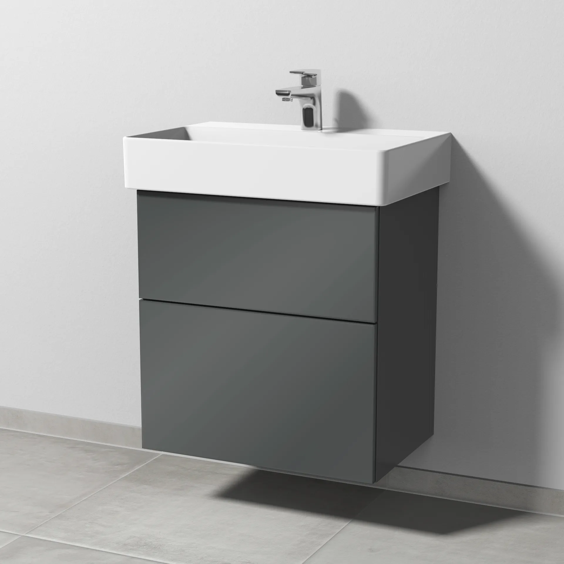 Sanipa Waschtischunterschrank „3way“ passend zu Keramik-Waschtische Dura Square von Duravit 550 × 588 × 377 mm in Anthrazit (glanz) Sanipa Waschtischunterschrank „3way“ passend zu Keramik-Waschtische Dura Square von Duravit 550 × 588 × 377 mm in Anthrazit (glanz)