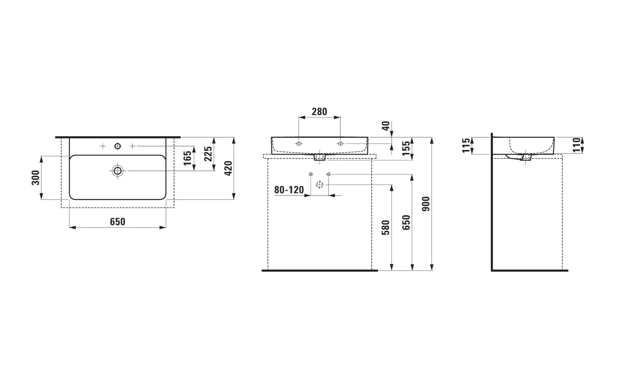 Waschbecken „VAL“, Hahnlochposition mittig in Schwarz matt Waschbecken „VAL“, Hahnlochposition mittig in Schwarz matt