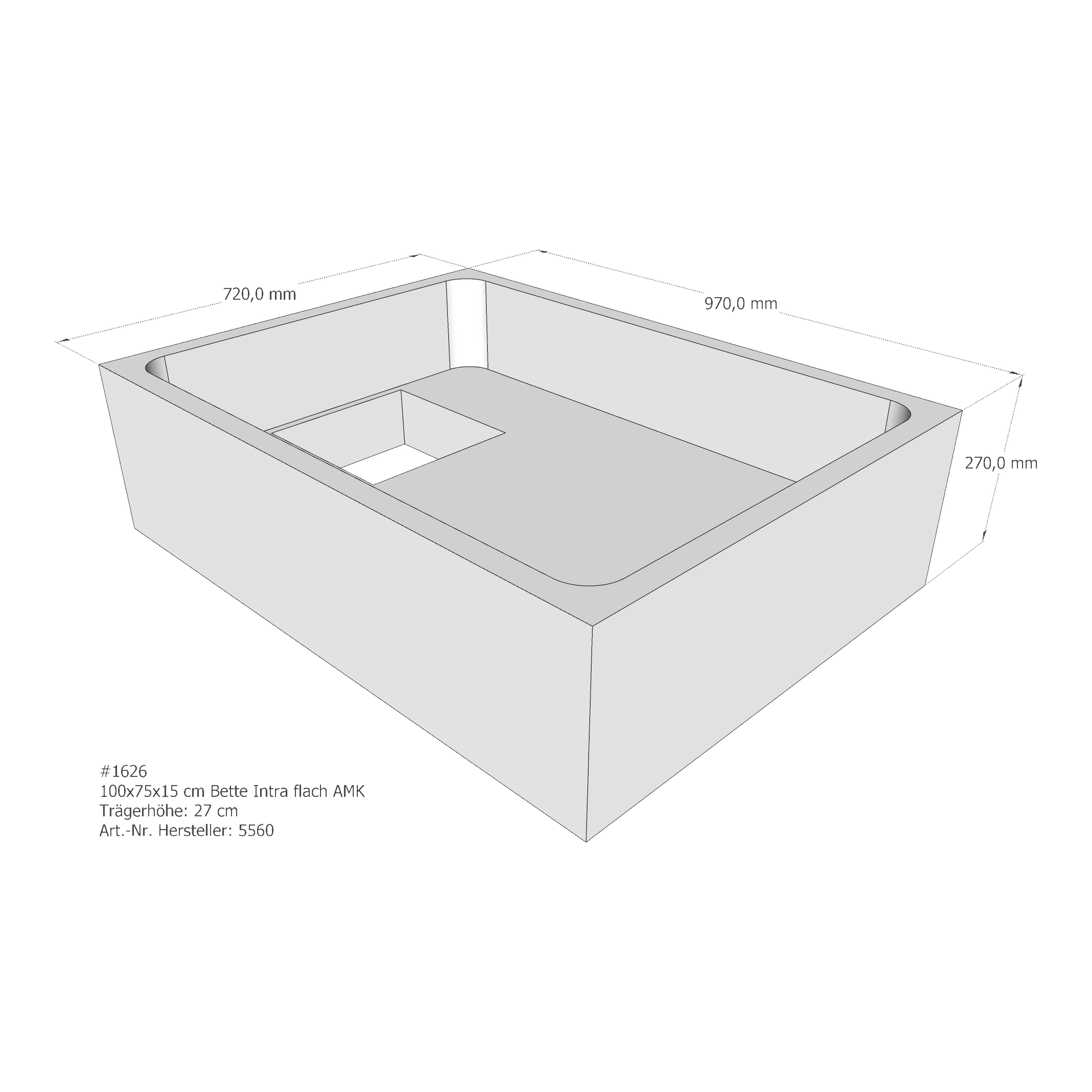 Duschwannenträger für Bette BetteQuinta (flach/Intra) 100 × 75 × 15 cm