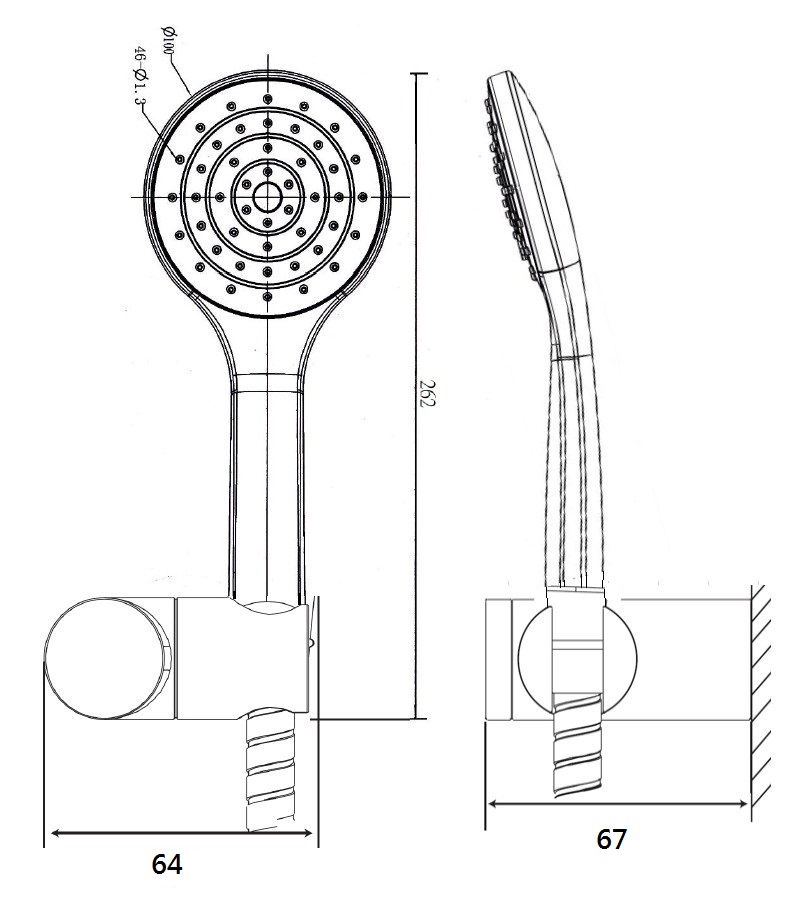 Wannenset AqvaPlus - Handbrause 1-strahlig, easy-clean - Wandhalter - Chromflex-Brauseschlauch 1250 mm × 1/2″ × 1/2″ Konus - chrom Wannenset AqvaPlus - Handbrause 1-strahlig, easy-clean - Wandhalter - Chromflex-Brauseschlauch 1250 mm × 1/2″ × 1/2″ Konus - chrom