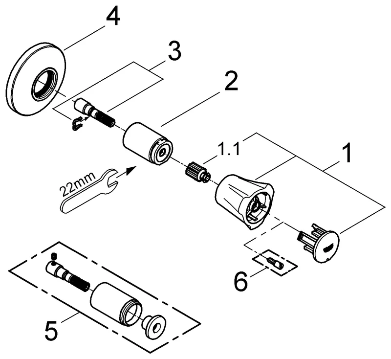 Grohe Costa UP-Ventil Oberbau 19855_1, chrom Grohe Costa UP-Ventil Oberbau 19855_1, chrom
