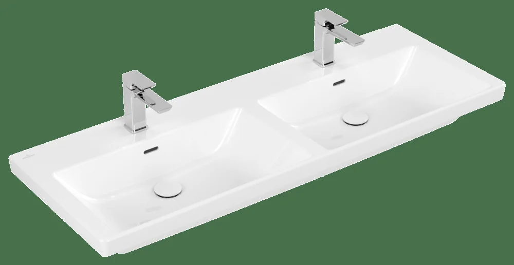 Villeroy & Boch Subway 3.0 Schrank-Doppelwaschtisch 1300x475mm Rechteck Weiß Alpin TitanCeram