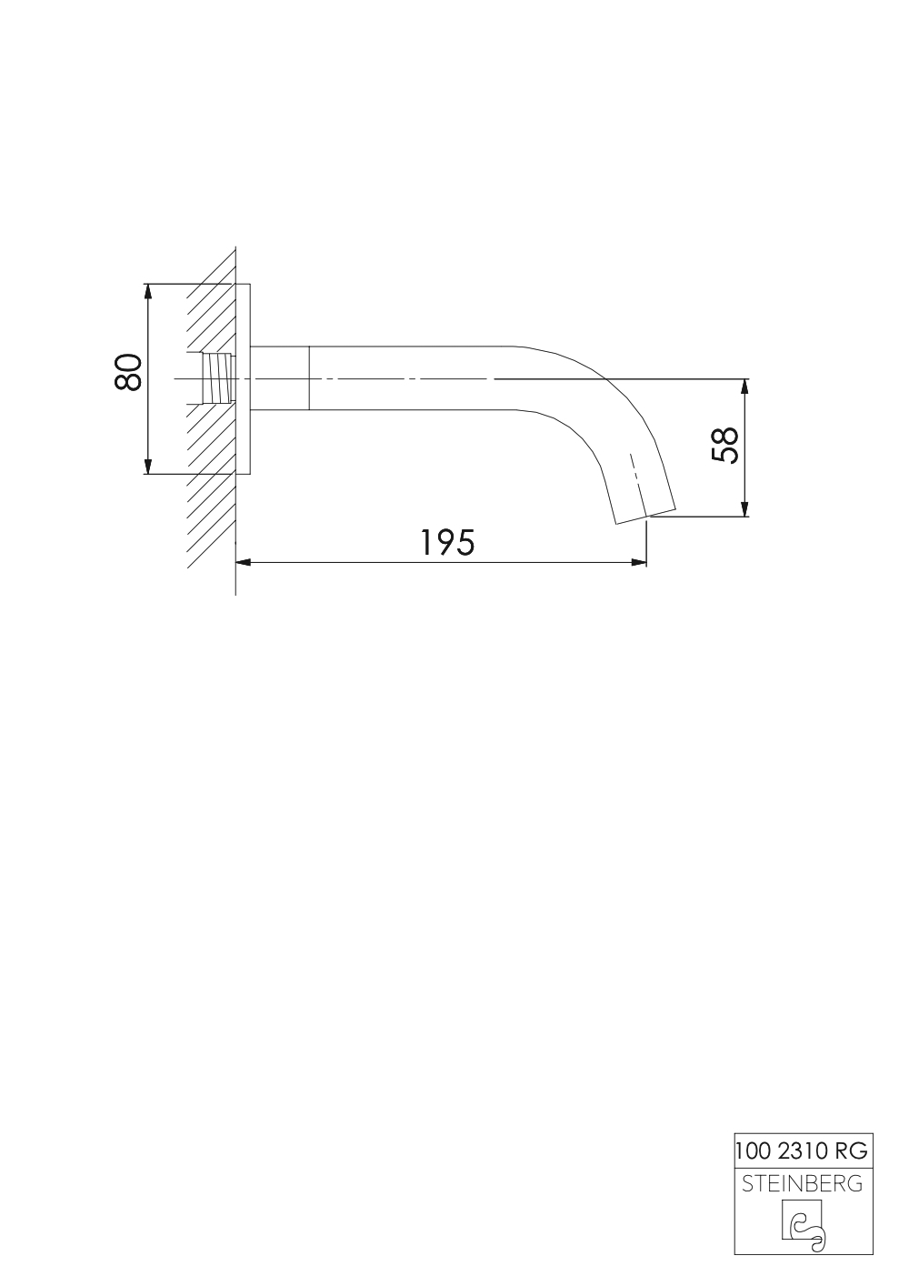 Serie 100 Auslauf für Waschtisch oder Wanne, Ausladung: 19,5 cm Serie 100 Auslauf für Waschtisch oder Wanne, Ausladung: 19,5 cm