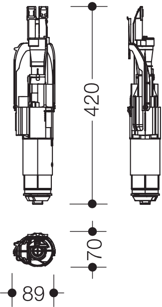 Auslassventil Spülkasten des Systems S 50, für Spülkasten der höhenverstellbaren WC-Module S50.02...