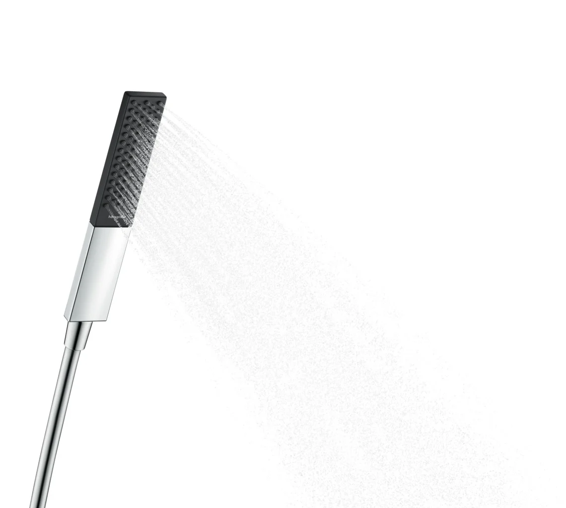 Hansgrohe Rainfinity Stabhandbrause 1jet Chrom, 100 x 38 mm, PowderRain Strahlart, QuickClean, max. Durchfluss 13,8 l/min ab 5,5 l/min, Anschluss G 1/2