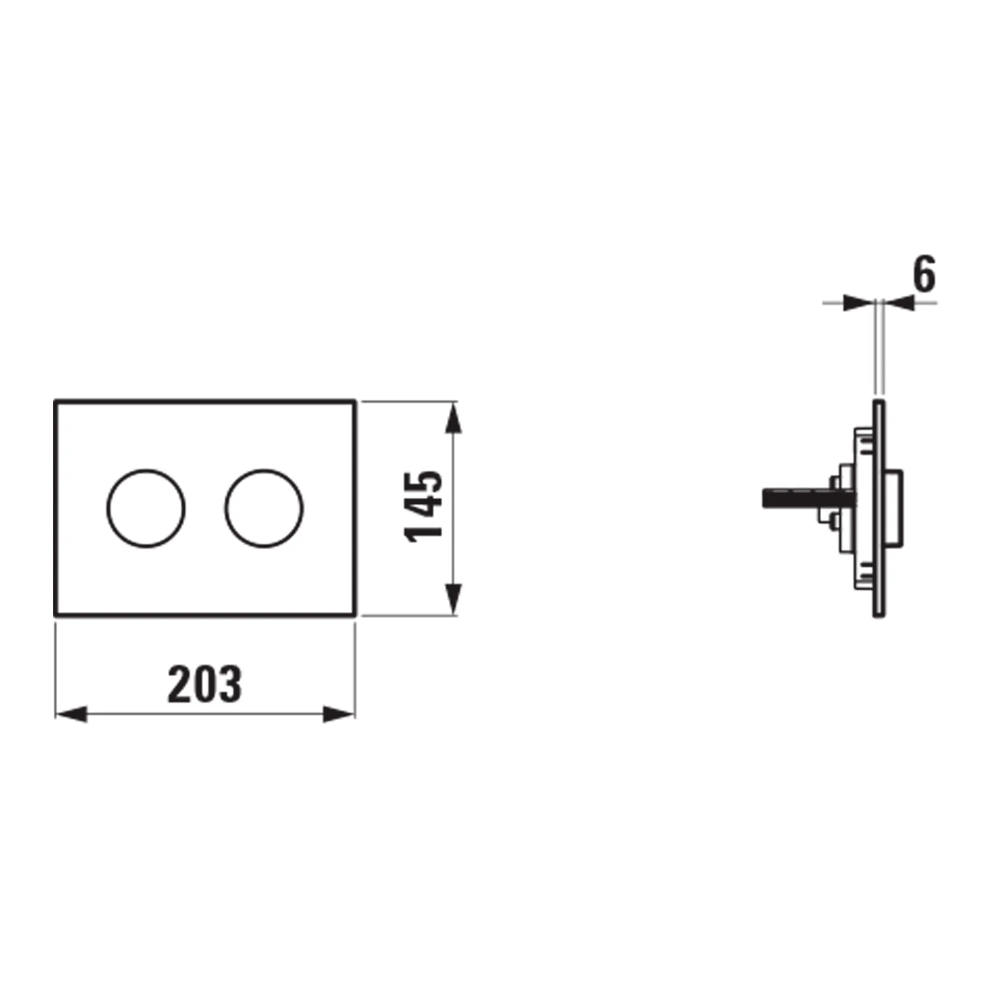 Betätigungsplatte GROOVE INEO 203x145x6, aus Kunsstoff, für Frontbetätigung oder Betätigung von oben, für Unterputz-Spülkasten mit Dual-Flush 2-Mengen-Spülsystem, auch für flächenbündigen Einbau geeignet, weiß