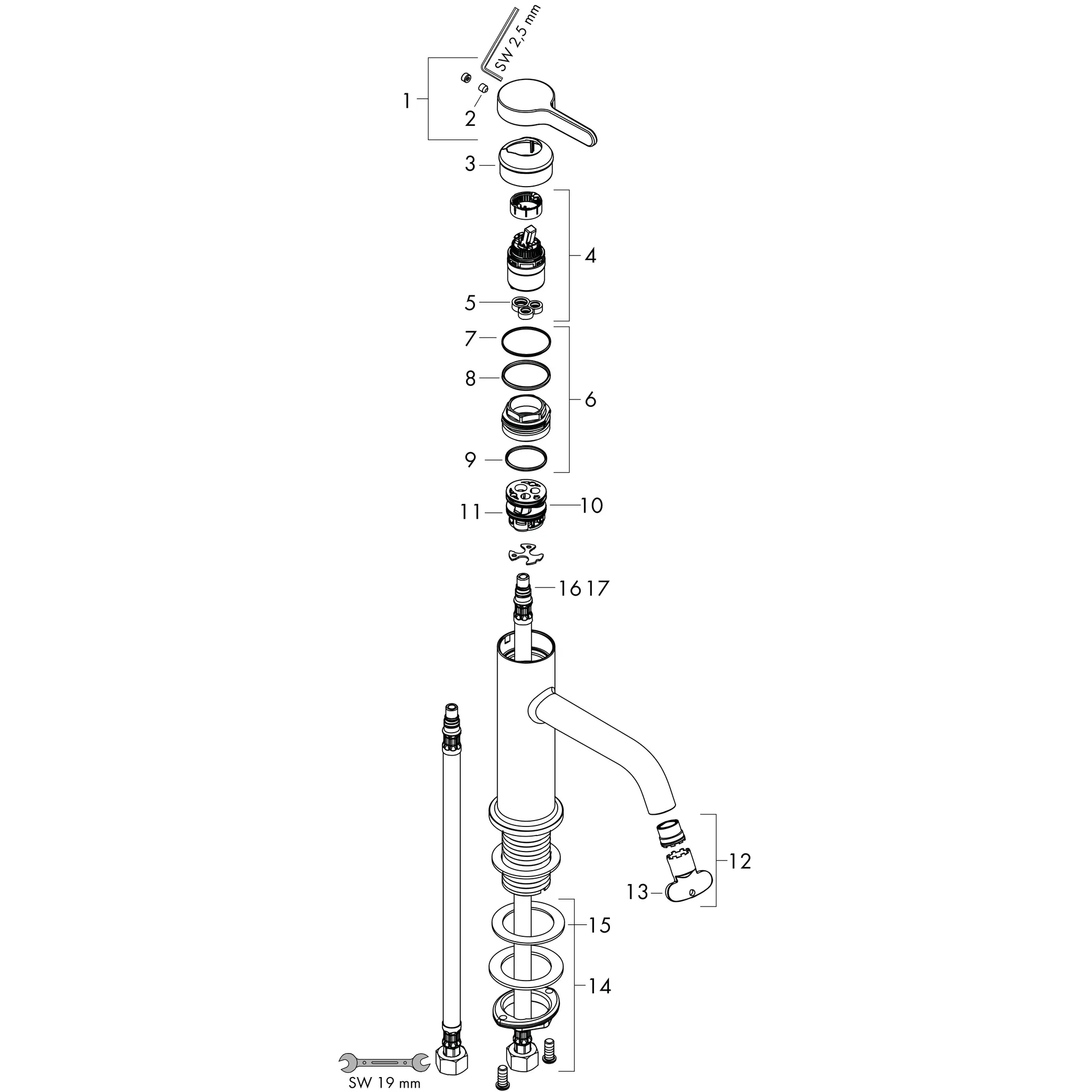 Hansgrohe AXOR One Einhebel-Waschtischmischer 260 mit Hebelgriff, Chrom Hansgrohe AXOR One Einhebel-Waschtischmischer 260 mit Hebelgriff, Chrom