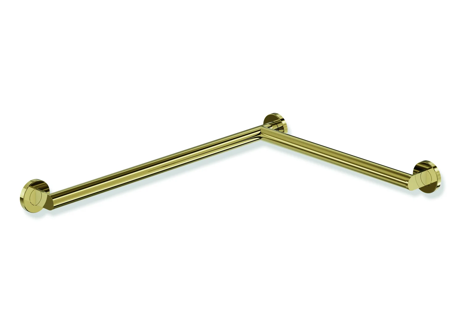 HEWI Dusch- und Wannenhandlauf System 900, Edelstahl PVD Gold glänzend, Maße: 947 x 495 mm, Stangendurchmesser 32 mm, Ausführung rechts