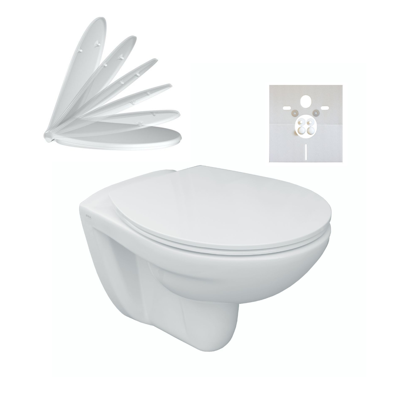 Set Tiefspül-WC Wand-WC inklusive WC-Sitz Softclose und Schallschutzset Ausladung 540 mm