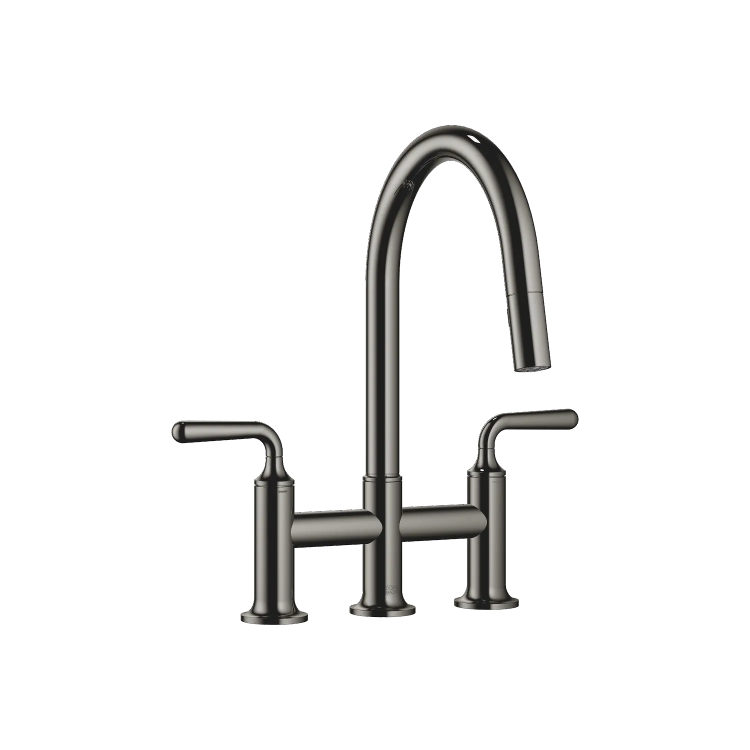 Dornbracht VAIA Dreiloch-Brückenbatterie Pull-down mit Brausefunktion - Dark Chrome