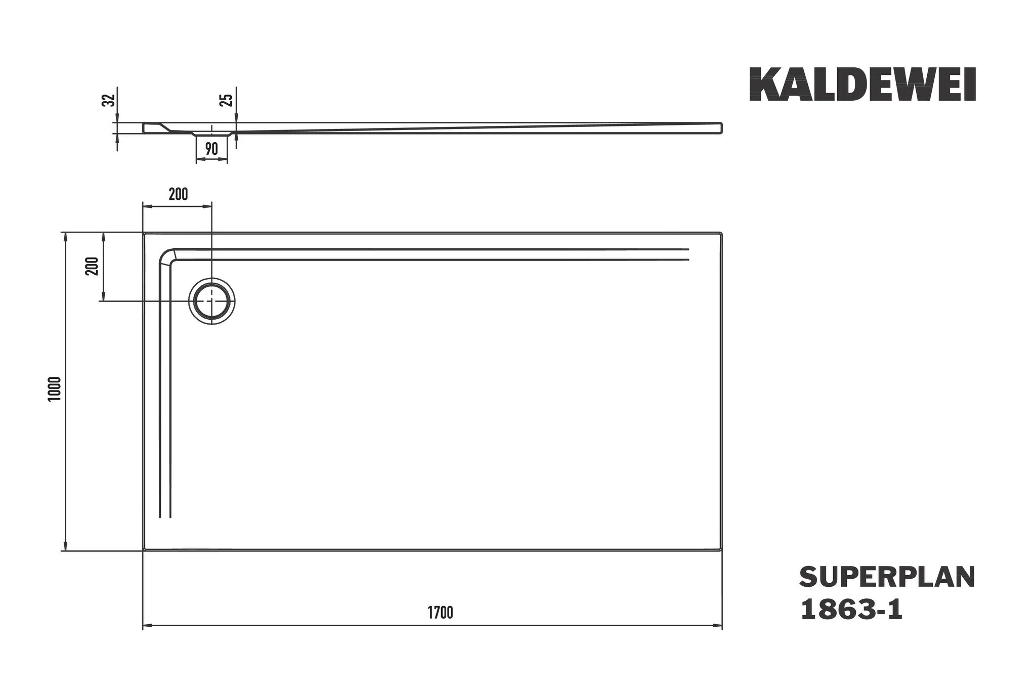 Kaldewei SUPERPLAN Duschfläche 1000x1700 mm, cool grey 30, Invisible Grip Kaldewei SUPERPLAN Duschfläche 1000x1700 mm, cool grey 30, Invisible Grip