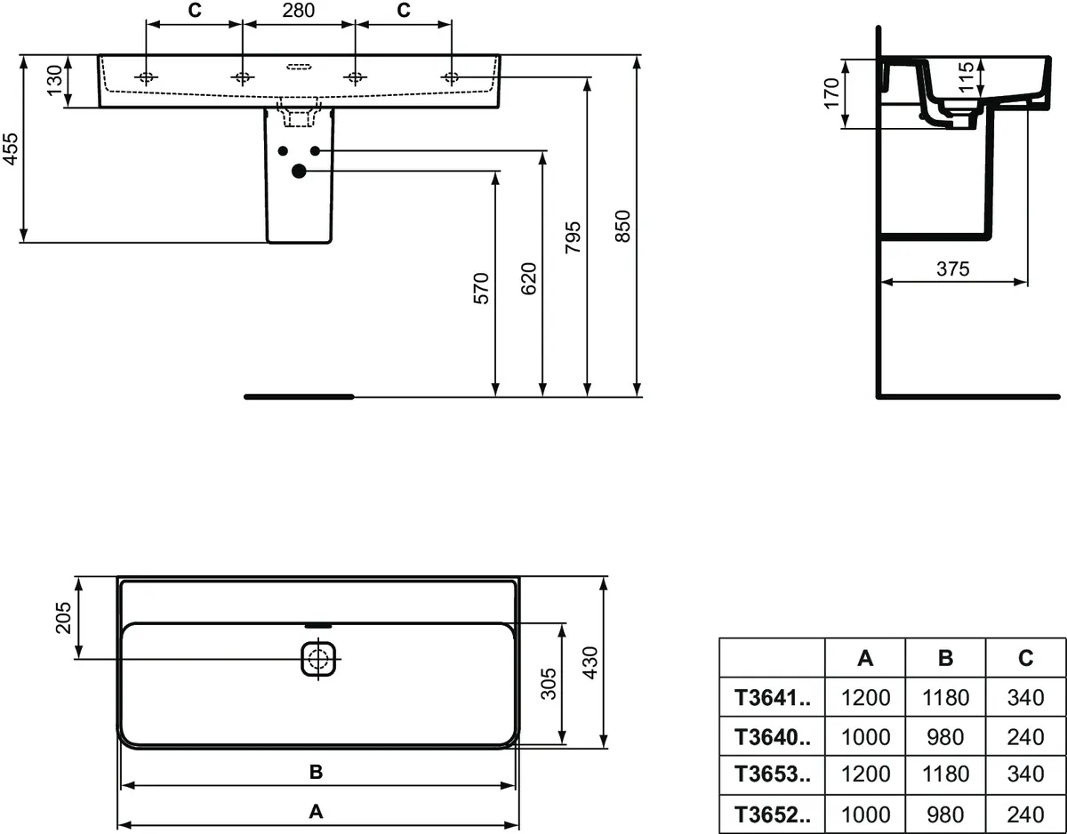 Waschbecken „StradaII“ 100 × 43 × 17 cm Waschbecken „StradaII“ 100 × 43 × 17 cm
