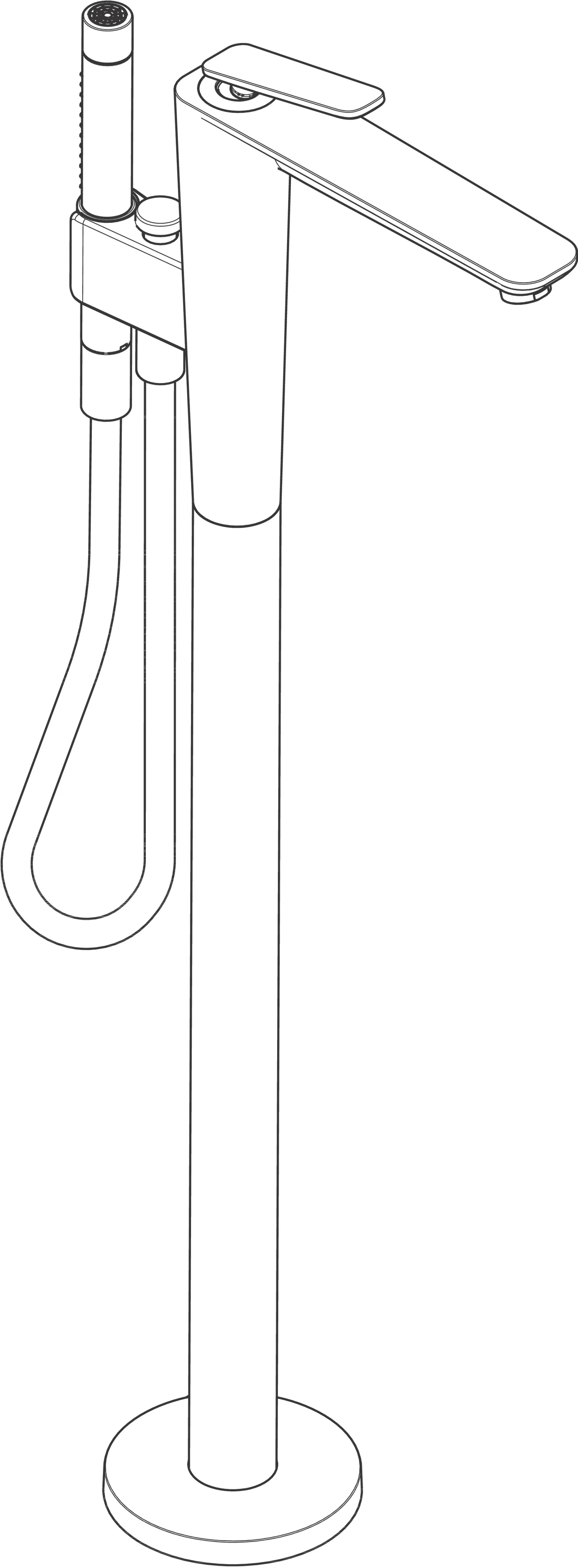 Hansgrohe AXOR Citterio C Cubic cut chrom - Einhebel-Wannenmischer bodenstehend, Chrom, Ausladung 194 mm