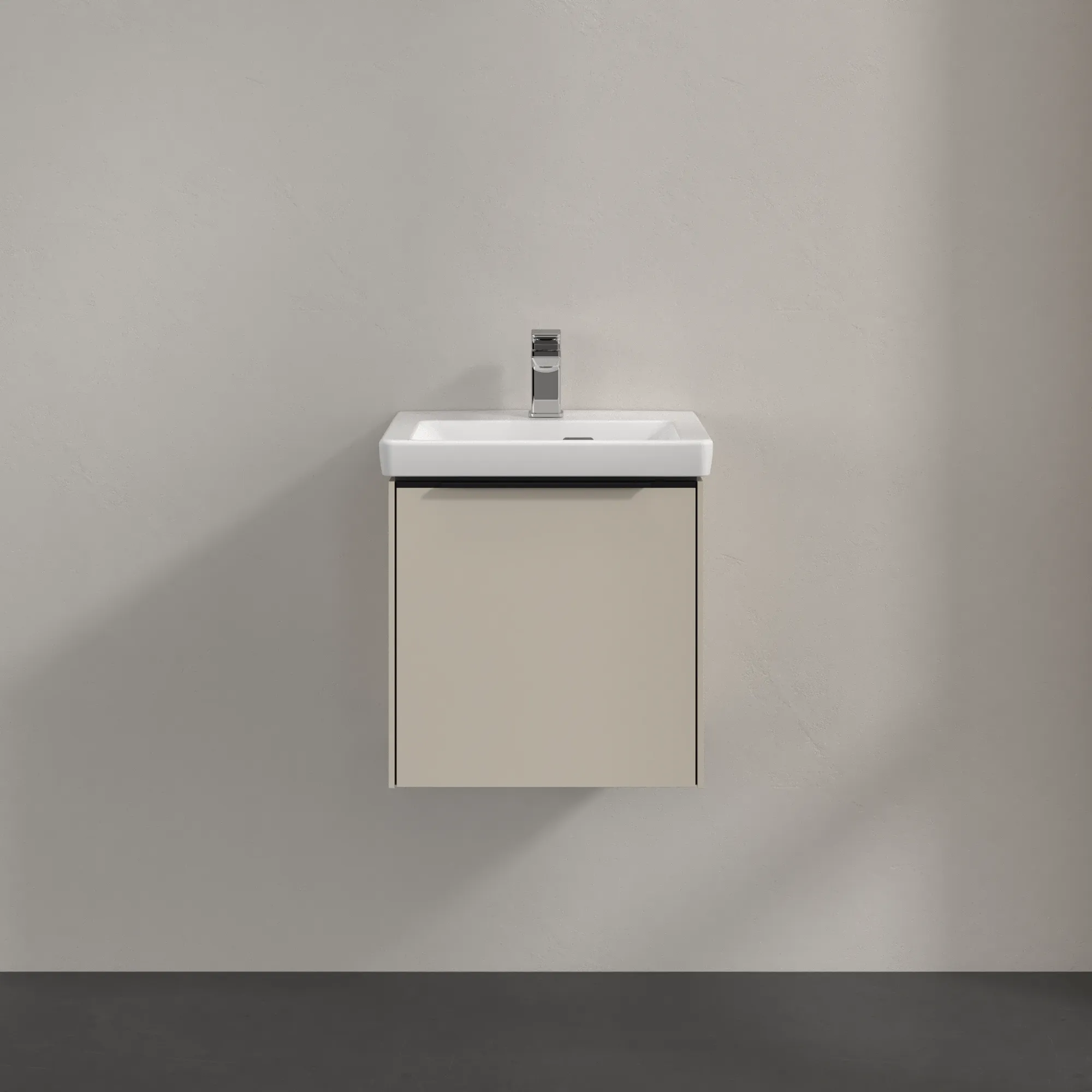 Villeroy & Boch Waschtischunterschrank mit Tür „Subway 3.0“ für Schrankwaschtisch 423 × 429 × 378 mm Cashmere Grey, 1 Tür, für Becken mittig, Anschlag links Villeroy & Boch Waschtischunterschrank mit Tür „Subway 3.0“ für Schrankwaschtisch 423 × 429 × 378 mm Cashmere Grey, 1 Tür, für Becken mittig, Anschlag links