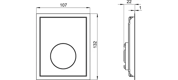 Installationssystem (LIS) INEO AU106 Urinal-Betätigungsplatte Kunststoff weiß, flächenbündig mit poliertem Edelstahlrahmen, inklusive Kartuschenventil 107 x 132 x 1 mm passend zu Installationselementen H940100