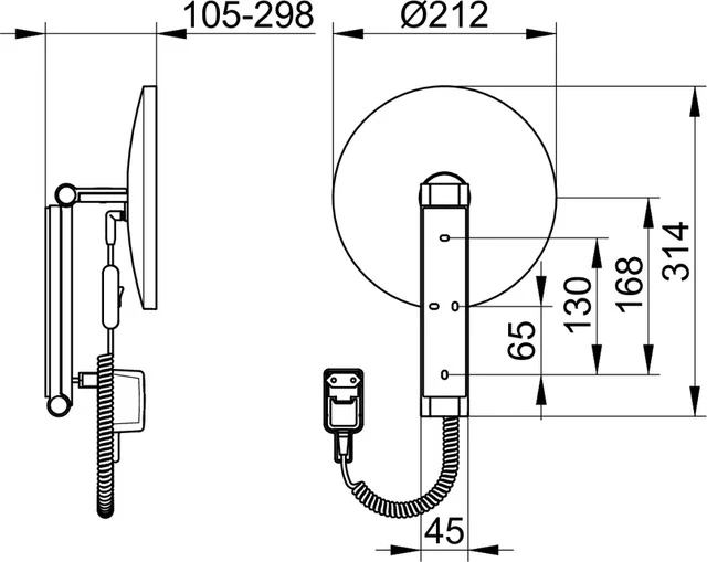KEUCO Kosmetikspiegel mit Kabelschalter „iLook_move“ Rund, mit Beleuchtung ⌀ 212 mm KEUCO Kosmetikspiegel mit Kabelschalter „iLook_move“ Rund, mit Beleuchtung ⌀ 212 mm