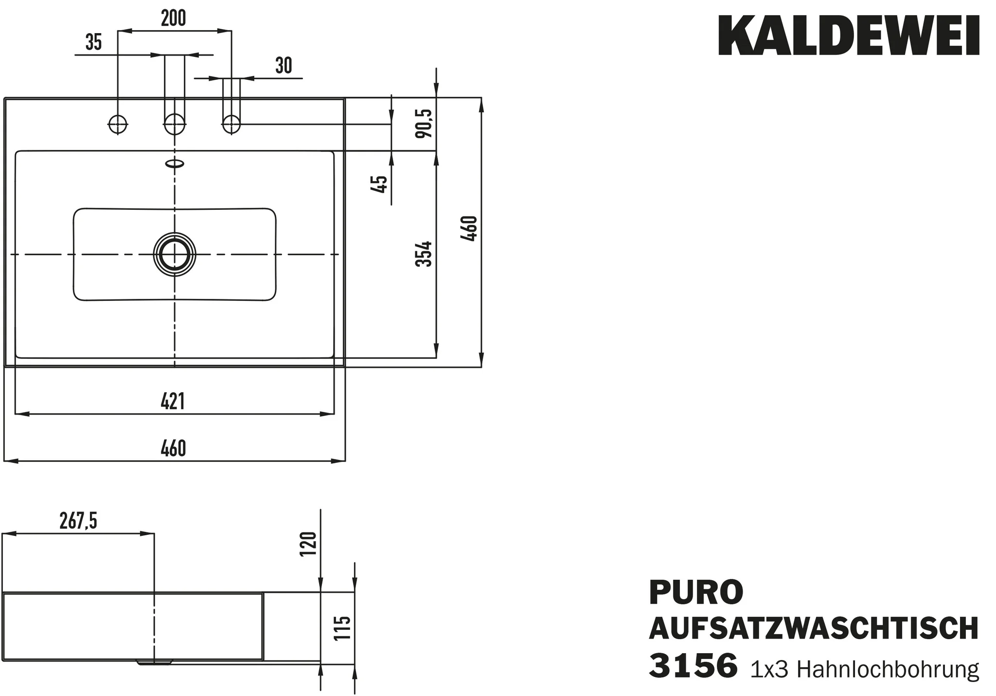 Aufsatzwaschtisch „Puro“ 46 × 46 cm in cool grey 30, mit Perl-Effekt