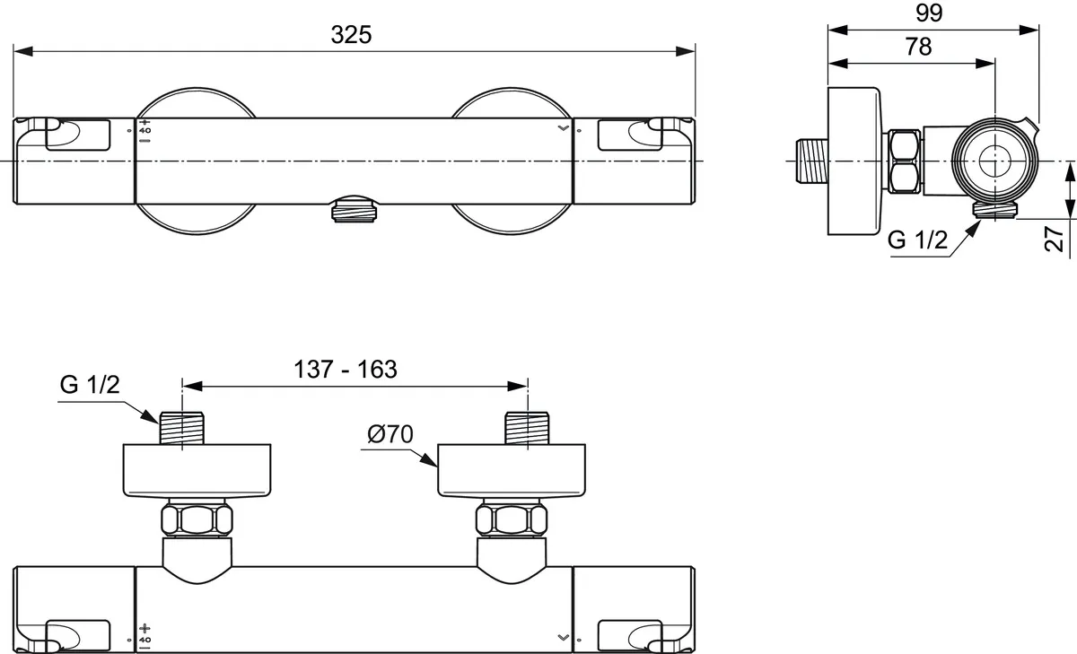Brausethermostat Aufputz Ceratherm T50, Ausladung 78mm, Chrom Brausethermostat Aufputz Ceratherm T50, Ausladung 78mm, Chrom