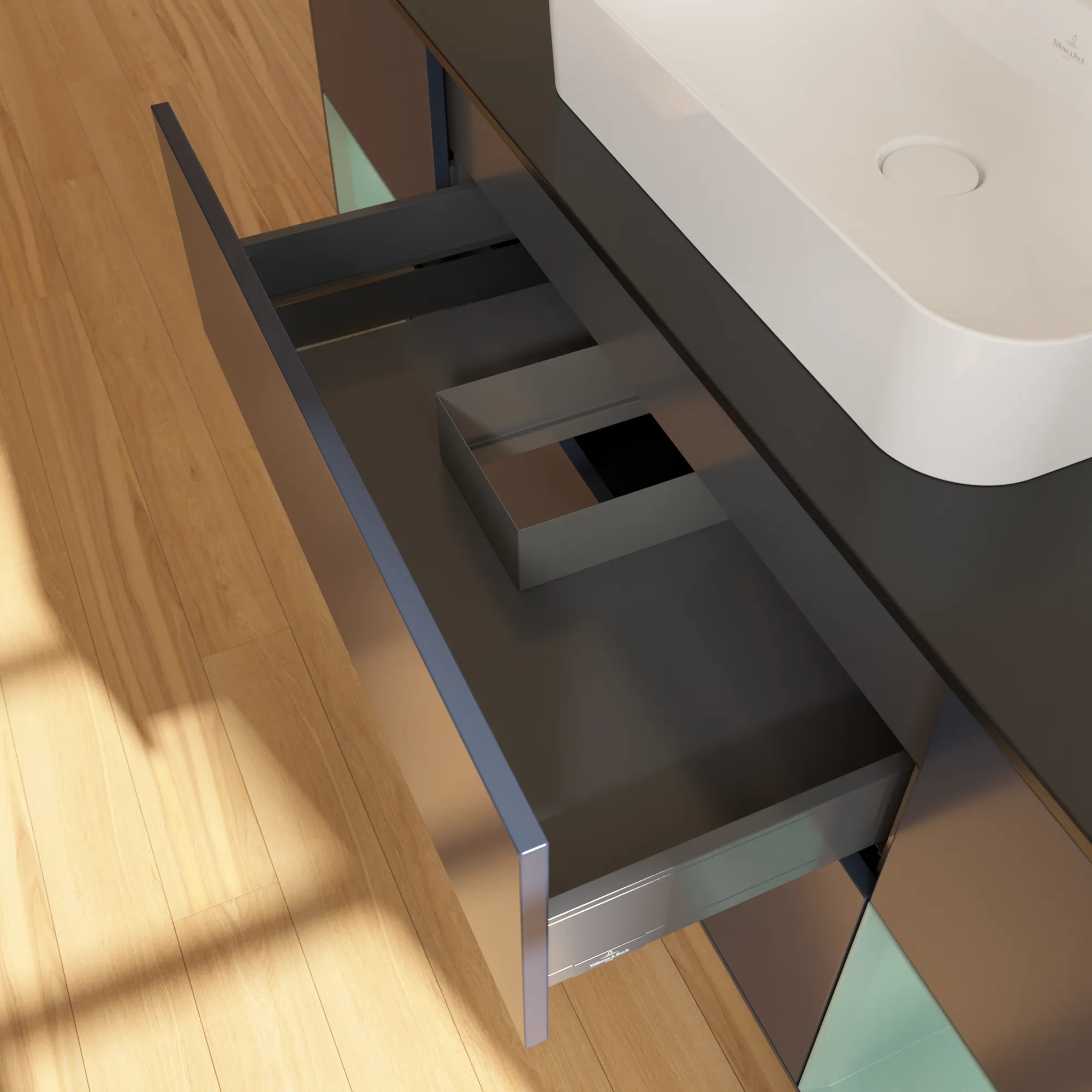 Villeroy & Boch Waschtischunterschrank „Finion“ für Schrankwaschtisch 1600 × 603 × 501 mm Midnight Blue Matt Lacquer, für Becken mittig