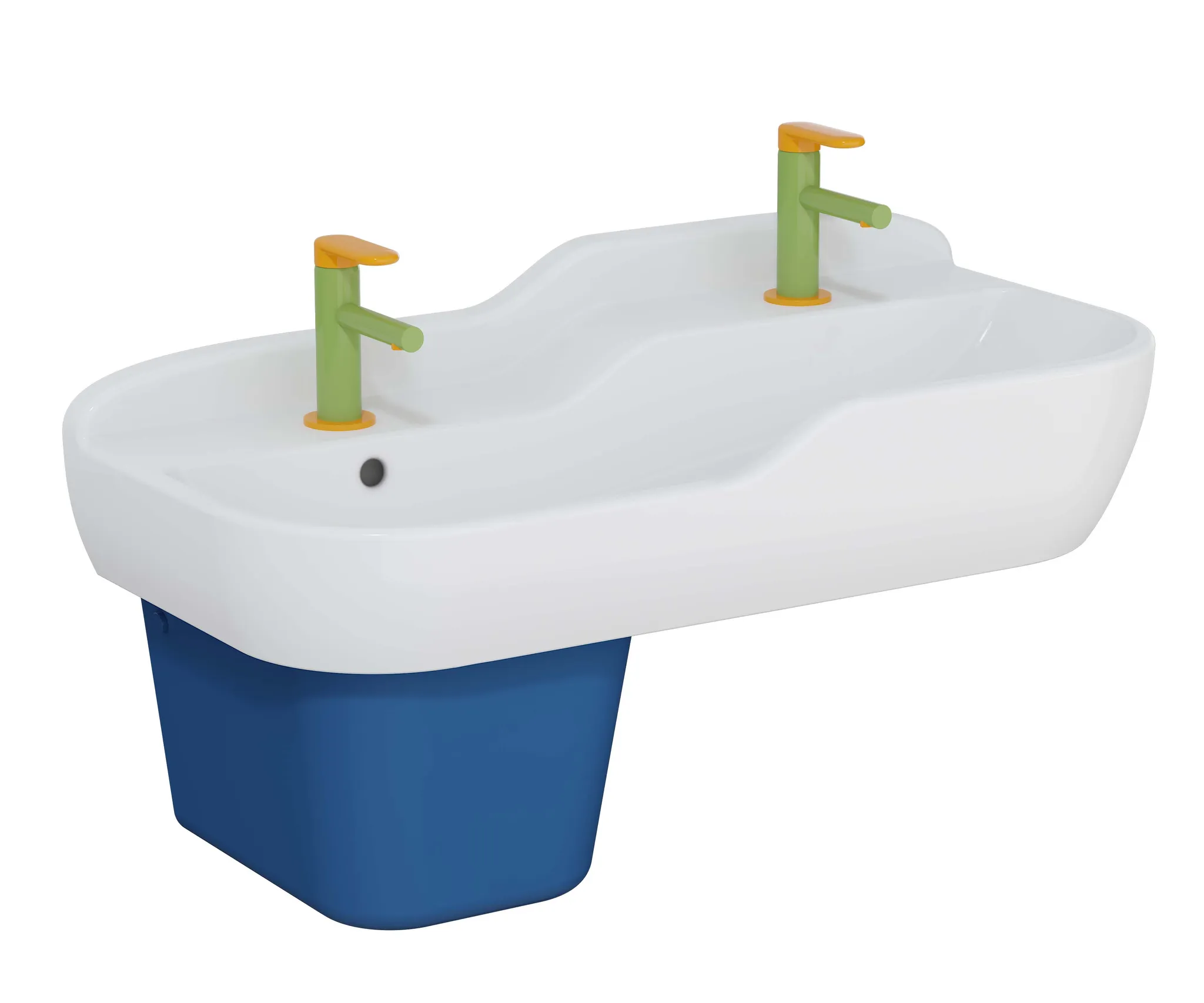 Sento Kids Reihenwaschtisch 85 cm mit Überlaufloch Weiß Hochglanz Sento Kids Reihenwaschtisch 85 cm mit Überlaufloch Weiß Hochglanz