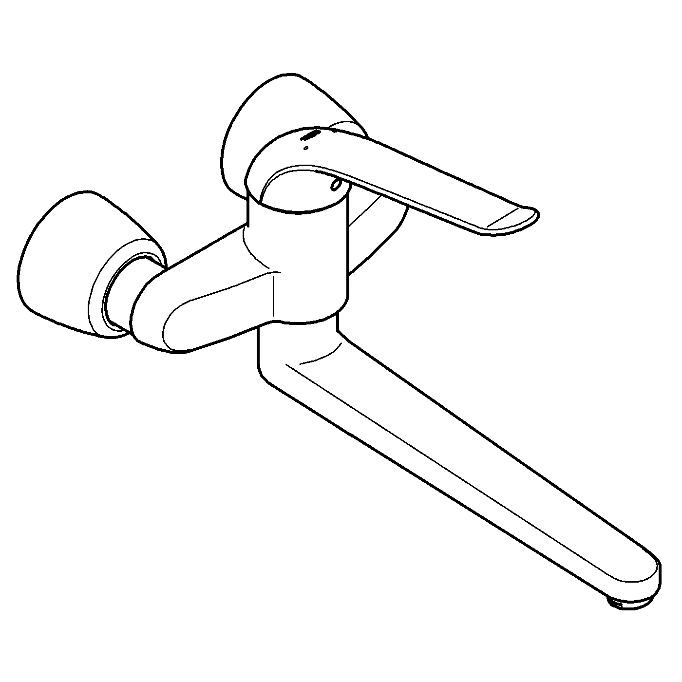 Einhand-Waschtischbatterie Euroeco Special 32775, Wandmontage, Ausladung 342 mm, 46 mm Keramikkartusche, Hebellänge 170 mm, chrom