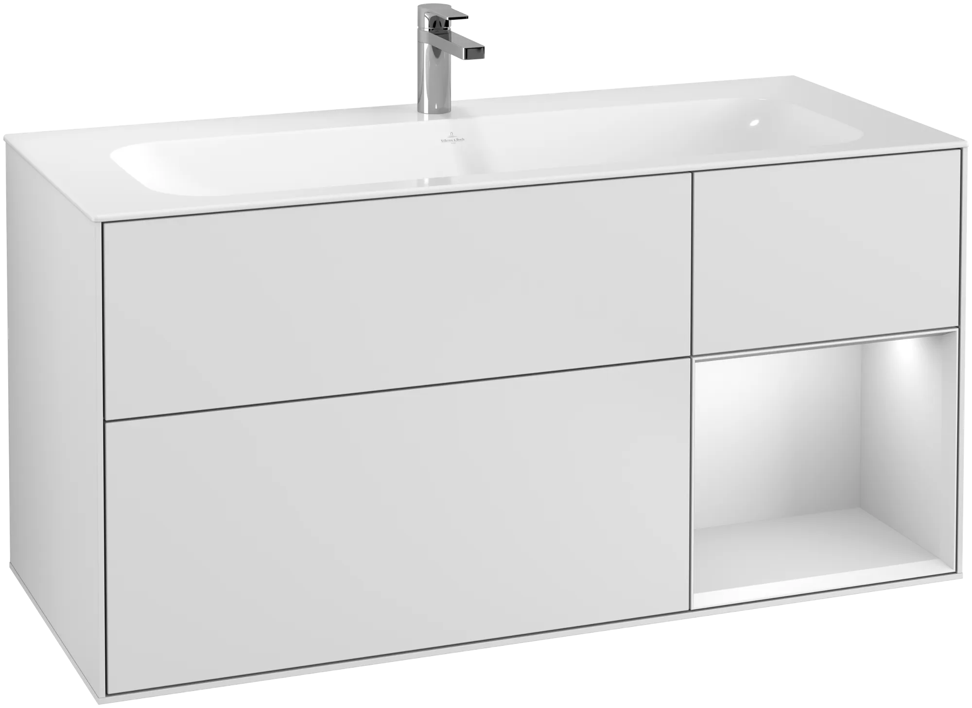 Villeroy & Boch Waschtischunterschrank „Finion“ für Schrankwaschtisch 1196 × 591 × 498 mm White Matt Lacquer, für Becken mittig