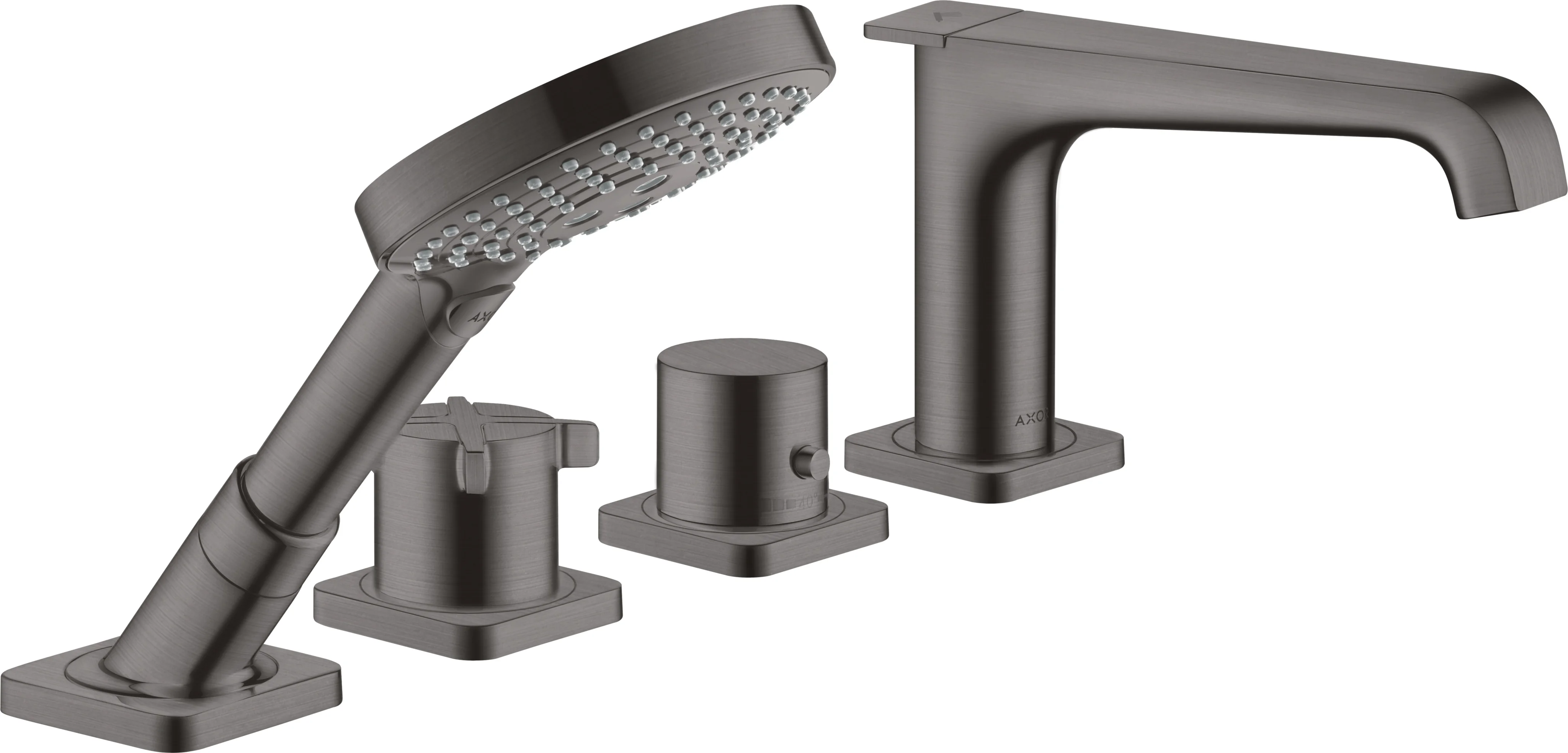 Hansgrohe AXOR Citterio E 4-Loch Fliesenrandarmatur mit Thermostat, Brushed Black Chrome, Ausladung 190 mm Hansgrohe AXOR Citterio E 4-Loch Fliesenrandarmatur mit Thermostat, Brushed Black Chrome, Ausladung 190 mm