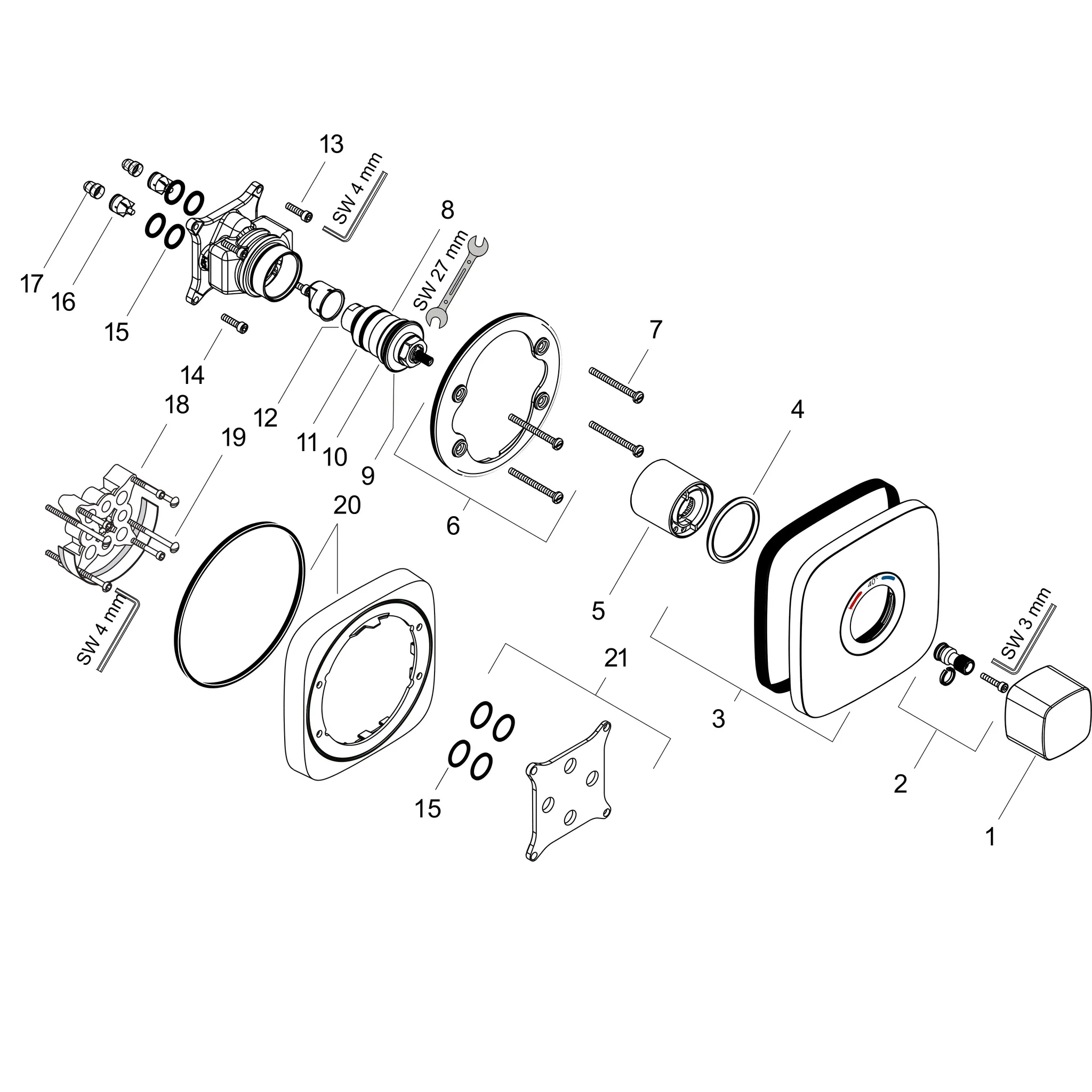 Thermostat Unterputz Ecostat E Highflow Fertigset chrom Thermostat Unterputz Ecostat E Highflow Fertigset chrom