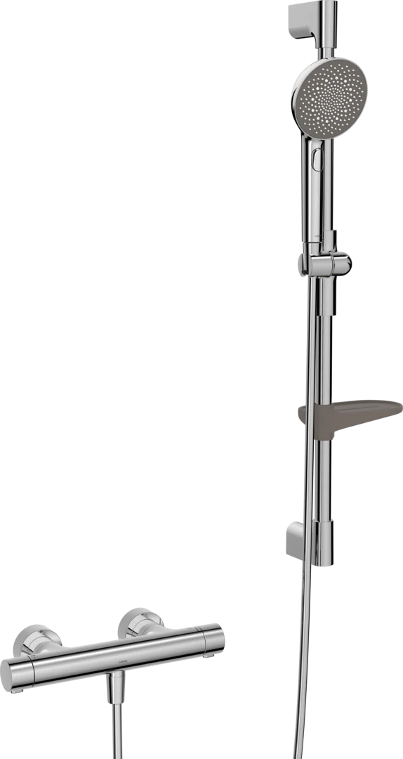HansaPRISMA Duscharmatur, Wandmontage, Thermostat, Chrom