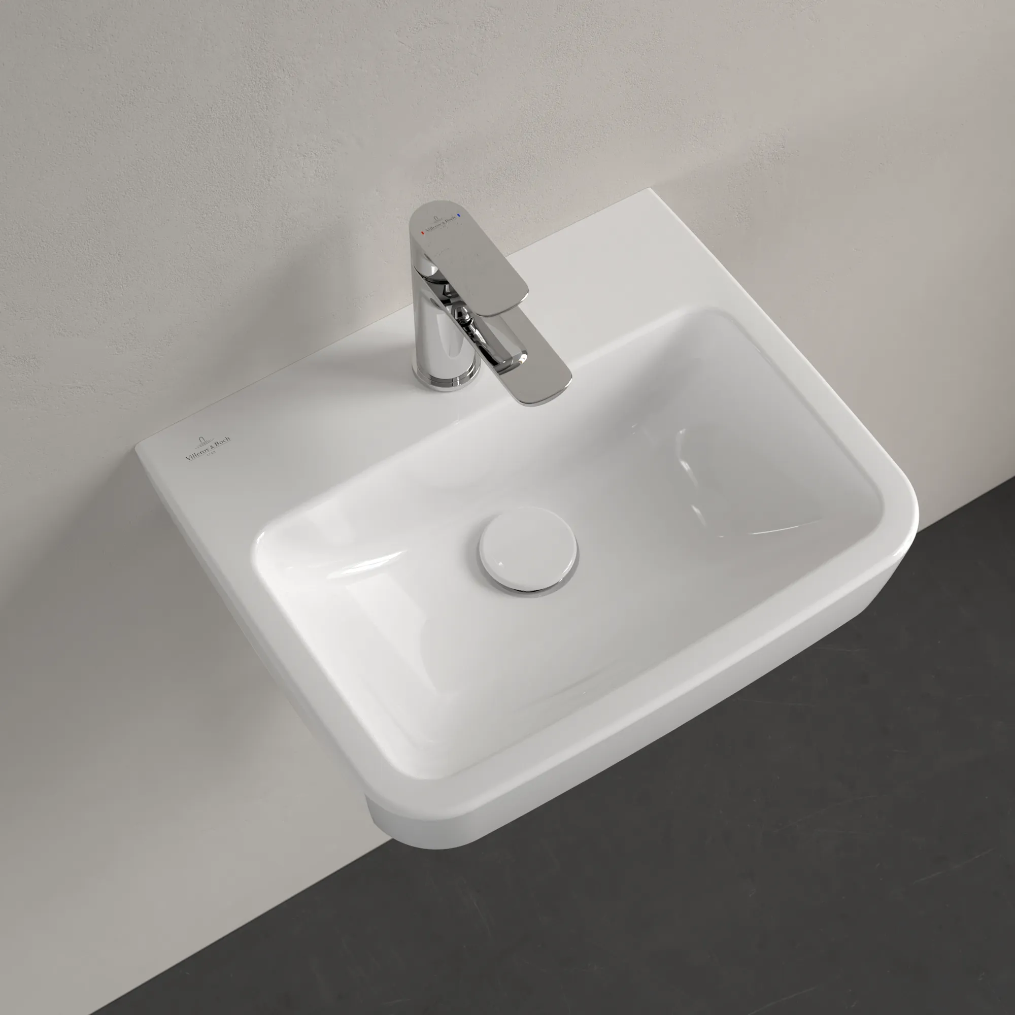 Villeroy & Boch Einbau-/Aufsatz Handwaschbecken geschliffen „O.novo“ 450 × 370 × 160 mm, für Becken mittig, mit Hahnlochbohrung, Hahnlochposition mittig in Weiß Alpin Villeroy & Boch Einbau-/Aufsatz Handwaschbecken geschliffen „O.novo“ 450 × 370 × 160 mm, für Becken mittig, mit Hahnlochbohrung, Hahnlochposition mittig in Weiß Alpin