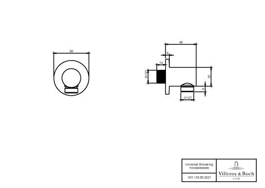 Villeroy & Boch Dusche-Anschlussstück TVC00045600061 Wandanschlussbogen 4,9 cm, Sonderangebot Villeroy & Boch Dusche-Anschlussstück TVC00045600061 Wandanschlussbogen 4,9 cm, Sonderangebot