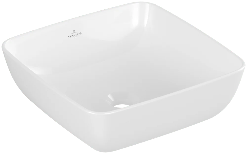 Villeroy & Boch Artis Aufsatzwaschbecken TitanCeram 410x410mm Quadrat ohne Überlauf Weiß Alpin