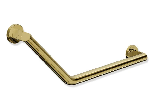 HEWI Winkelgriff System 900, Edelstahl PVD gold glänzend, Achsmaße 620 mm und 283 mm, Winkel 135°, Durchmesser 32 mm, rechts