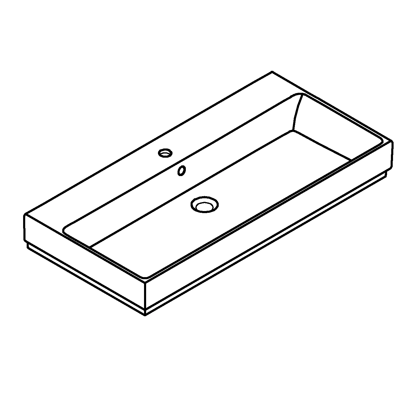 Waschtisch Cube Keramik 39386_H, 1010 x 490 mm, wandhängend, 1 Hahnloch, 2 weitere vorgestochen, mit Überlauf, PureGuard Hygieneoberfläche, aus Sanitärkeramik, alpinweiß