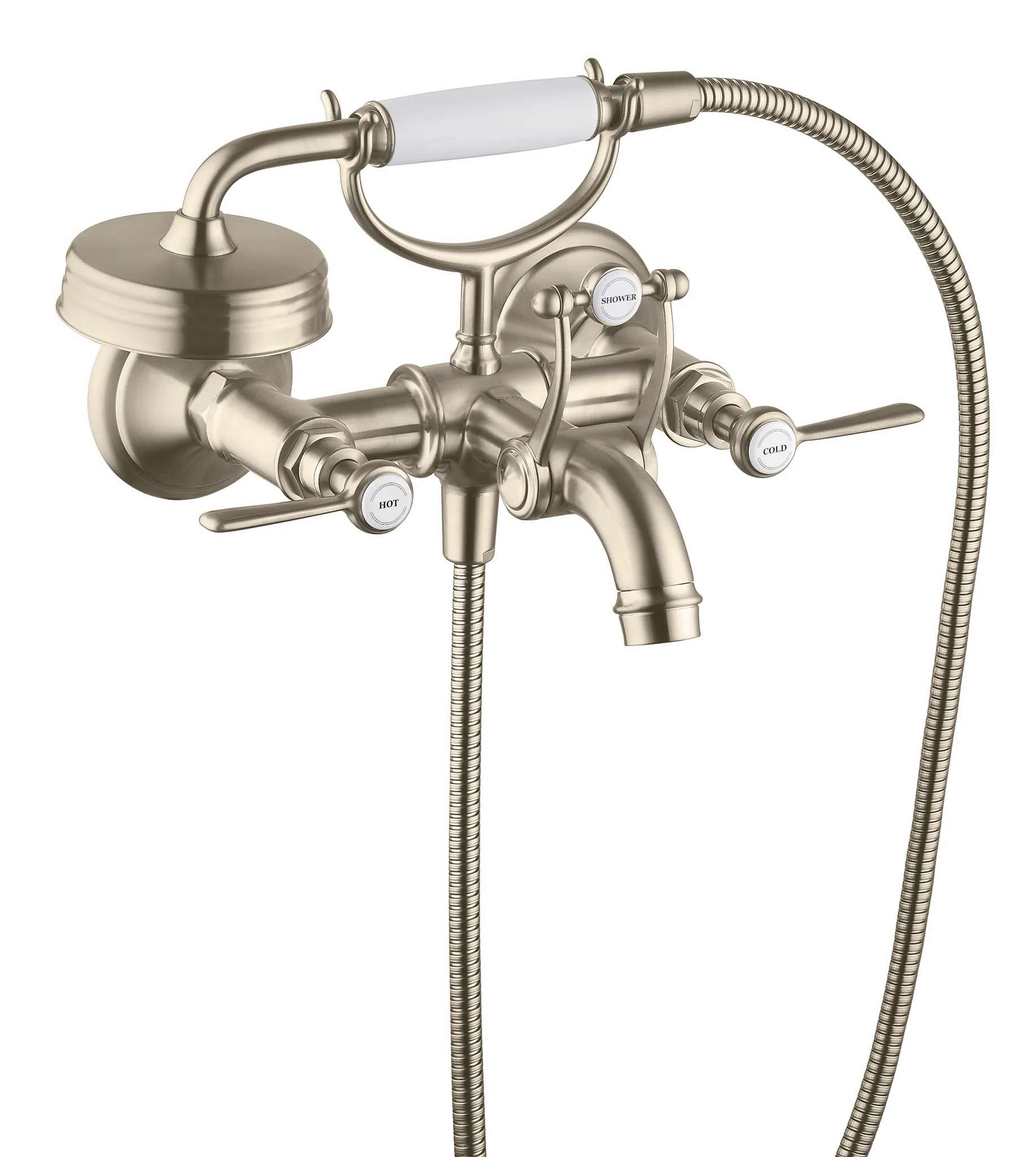 Hansgrohe AXOR Montreux 2-Griff Wannenarmatur Aufputz, Brushed Nickel