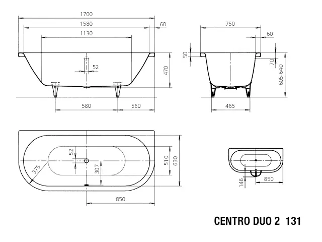 Kaldewei Badewanne „Centro Duo 2“ vorwand 170 × 75 cm, mit Grifflochbohrungen mit Überlaufbohrung, in pergamon Kaldewei Badewanne „Centro Duo 2“ vorwand 170 × 75 cm, mit Grifflochbohrungen mit Überlaufbohrung, in pergamon